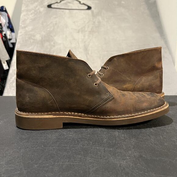 Clarks Bushacre Boots Shoes Mens Size 13 Beeswax Brown Leather Chukka Casual - Picture 6 of 10
